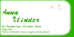 anna klinder business card